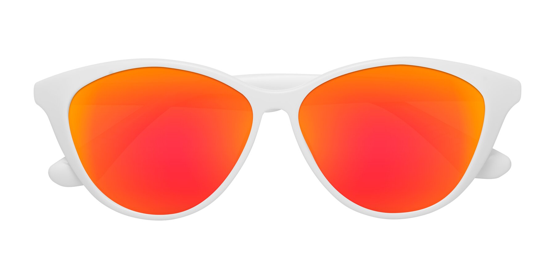 Folded Front of Casualness in Milky White with Red Gold Mirrored Lenses