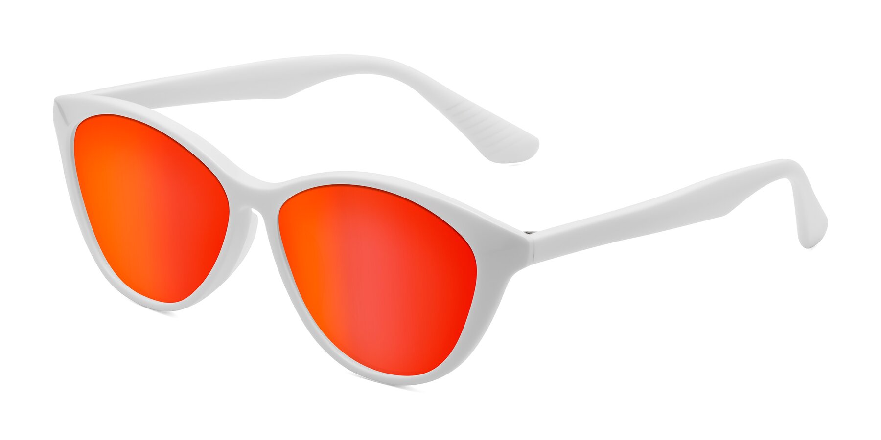 Angle of Casualness in Milky White with Red Gold Mirrored Lenses