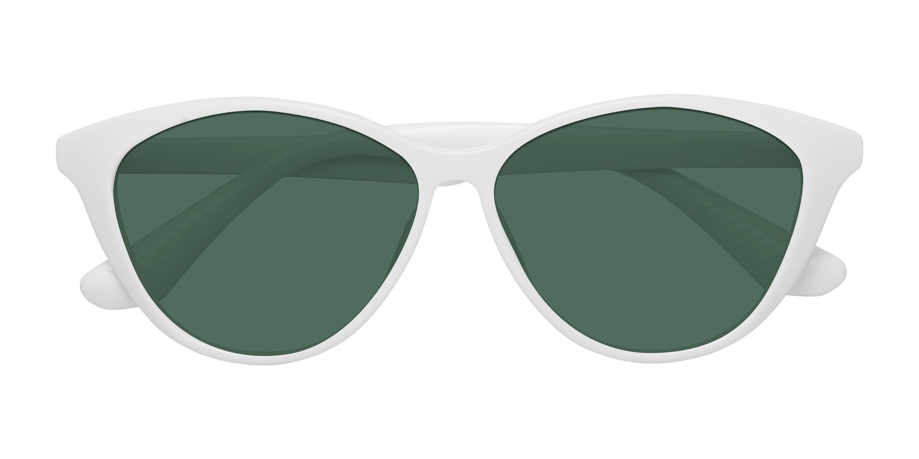 Folded Front of Casualness in Milky White with Green Polarized Lenses