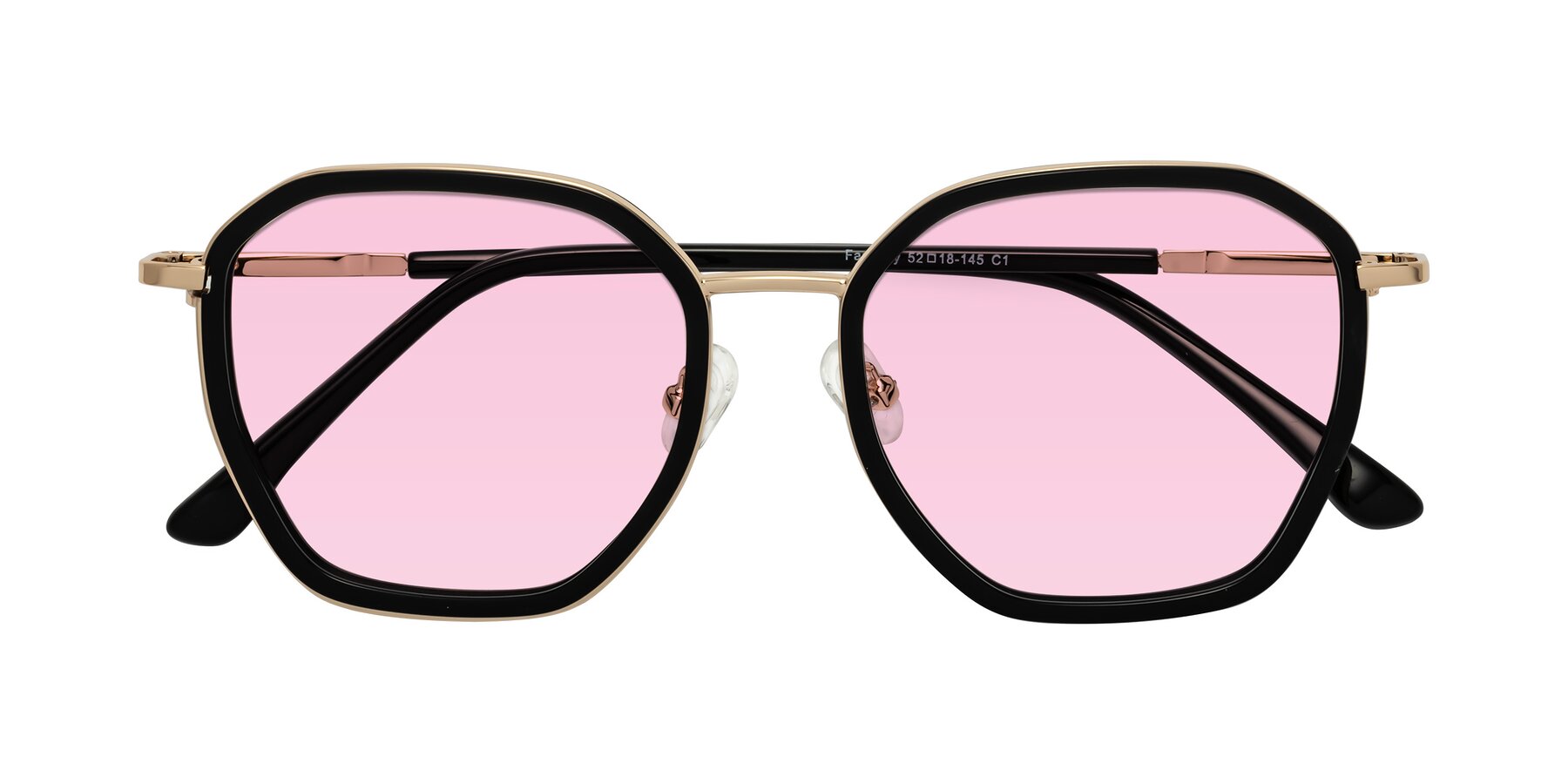 Folded Front of Fammily in Black-Gold with Light Pink Tinted Lenses