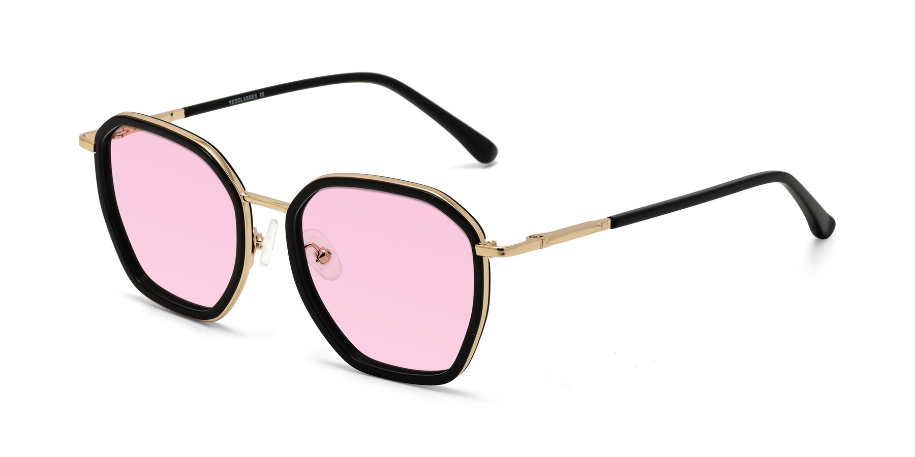 Angle of Fammily in Black-Gold with Light Pink Tinted Lenses