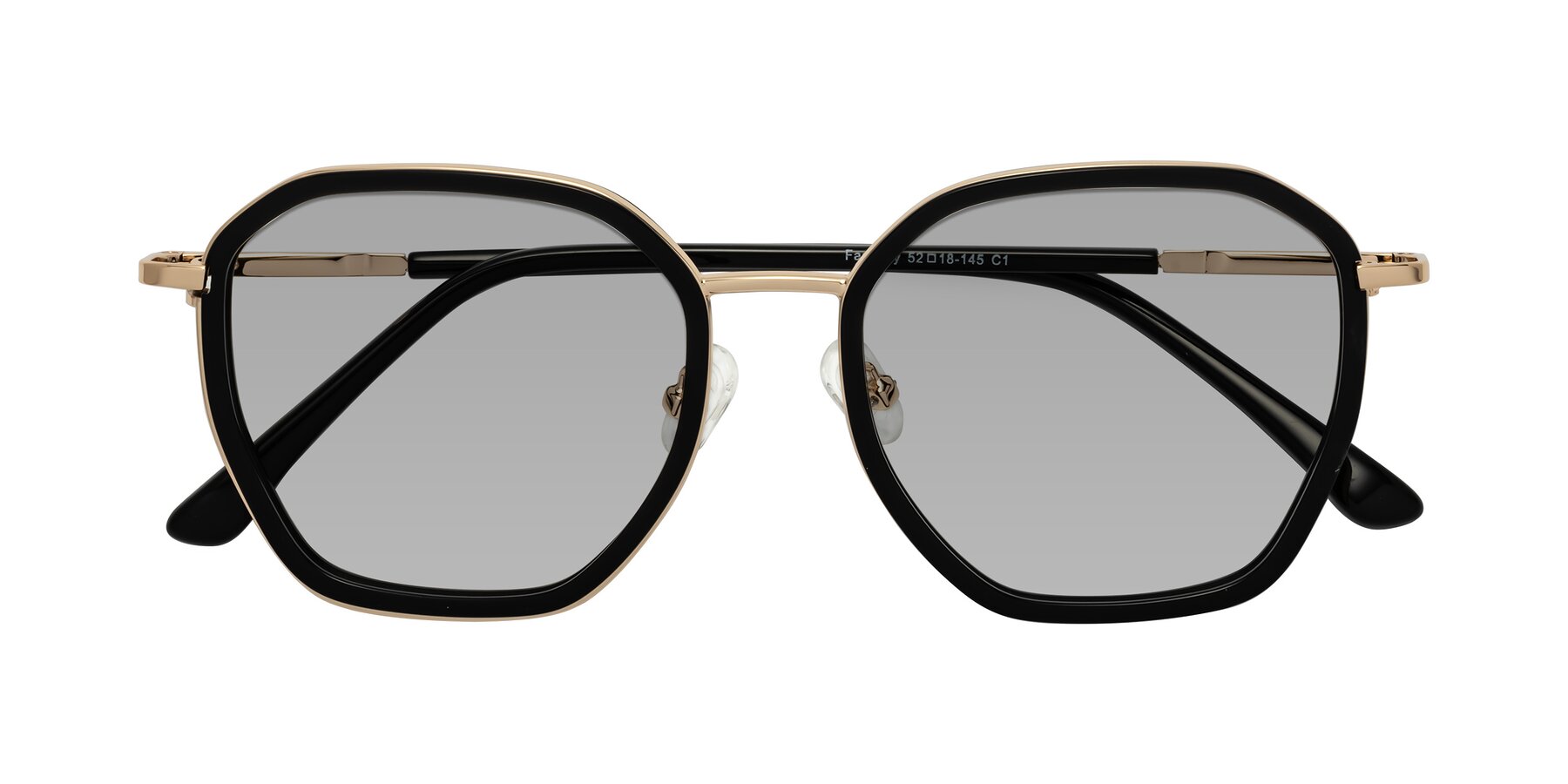 Folded Front of Fammily in Black-Gold with Light Gray Tinted Lenses