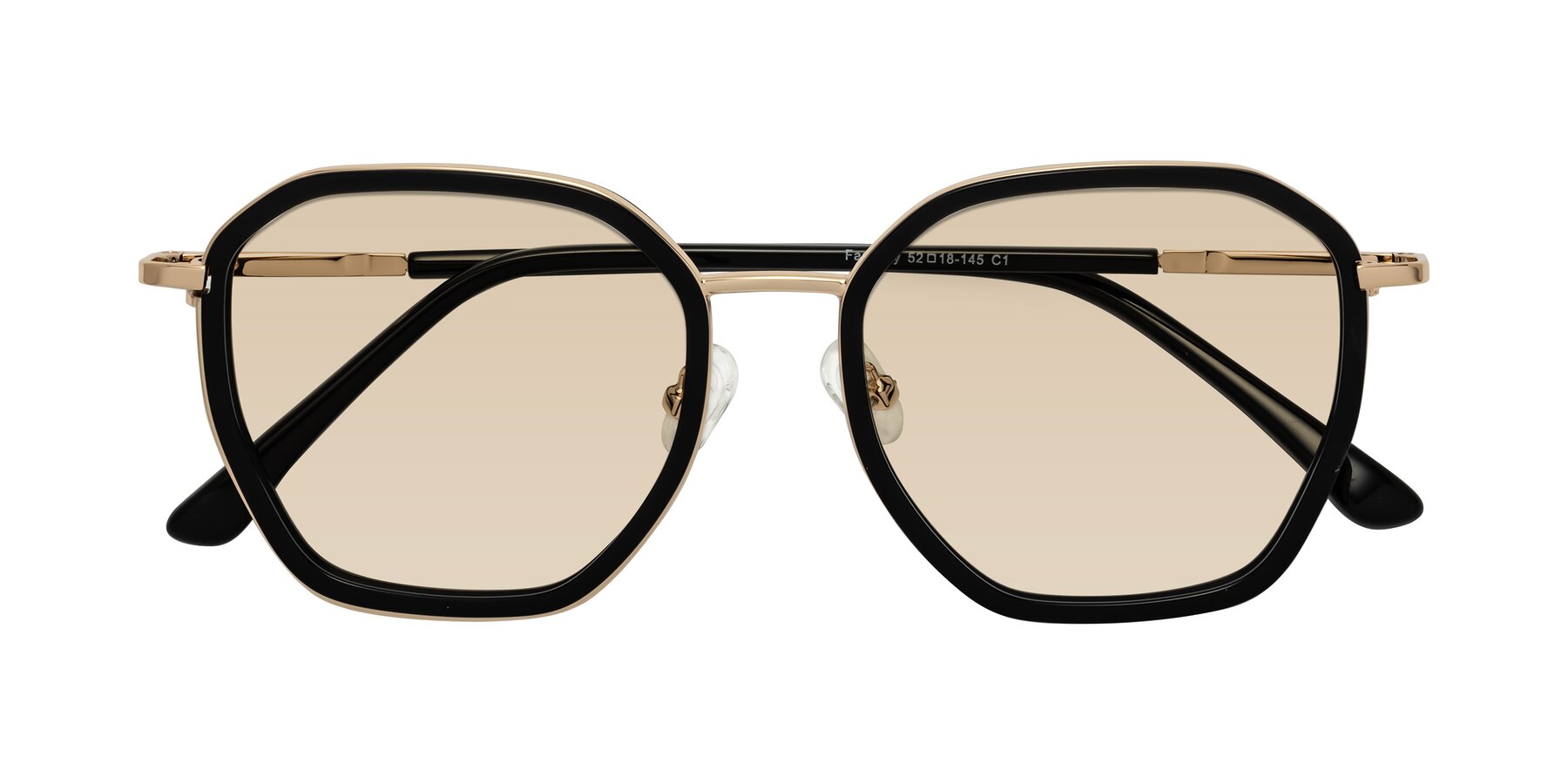 Folded Front of Fammily in Black-Gold with Light Brown Tinted Lenses