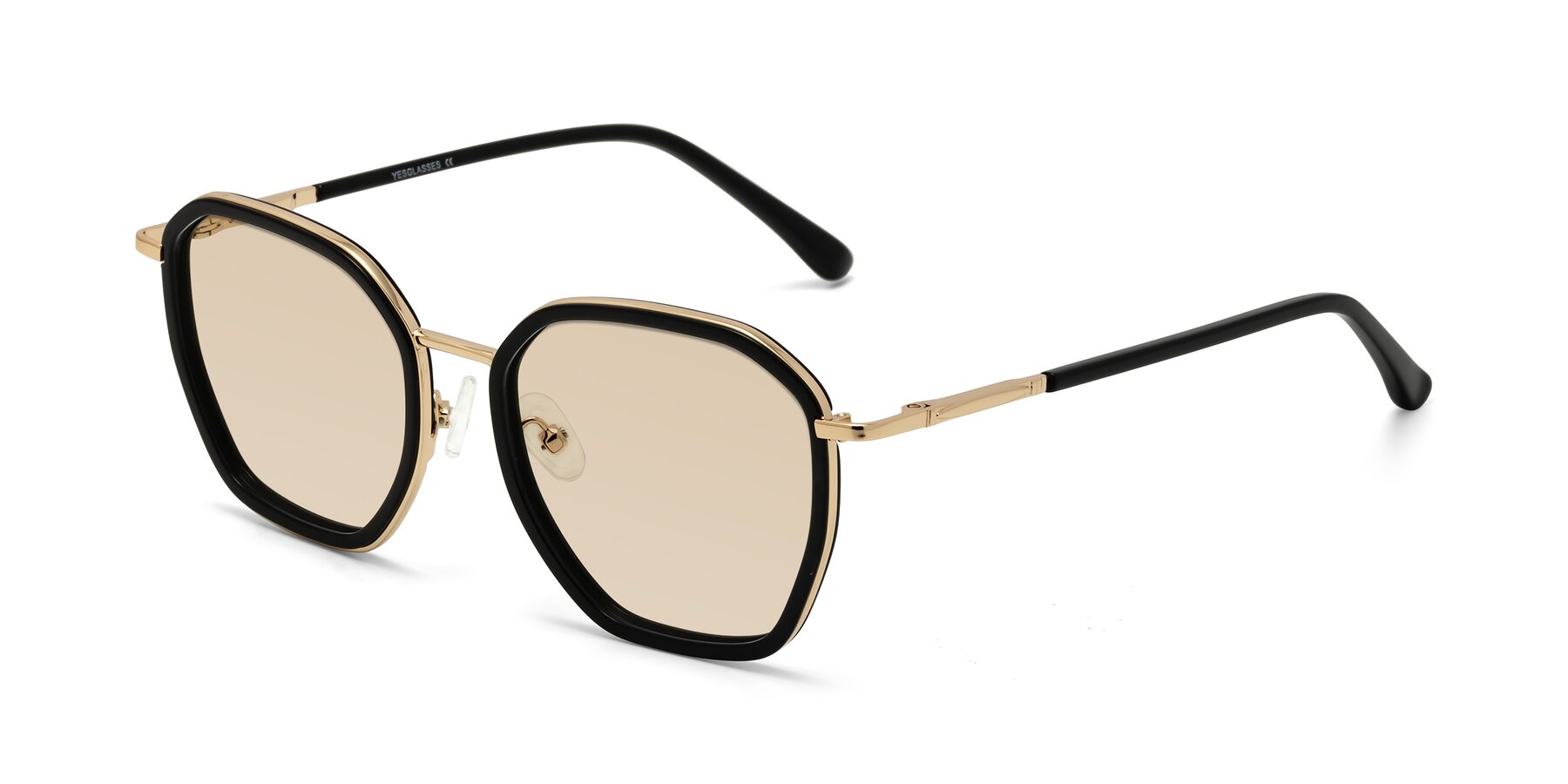 Angle of Fammily in Black-Gold with Light Brown Tinted Lenses