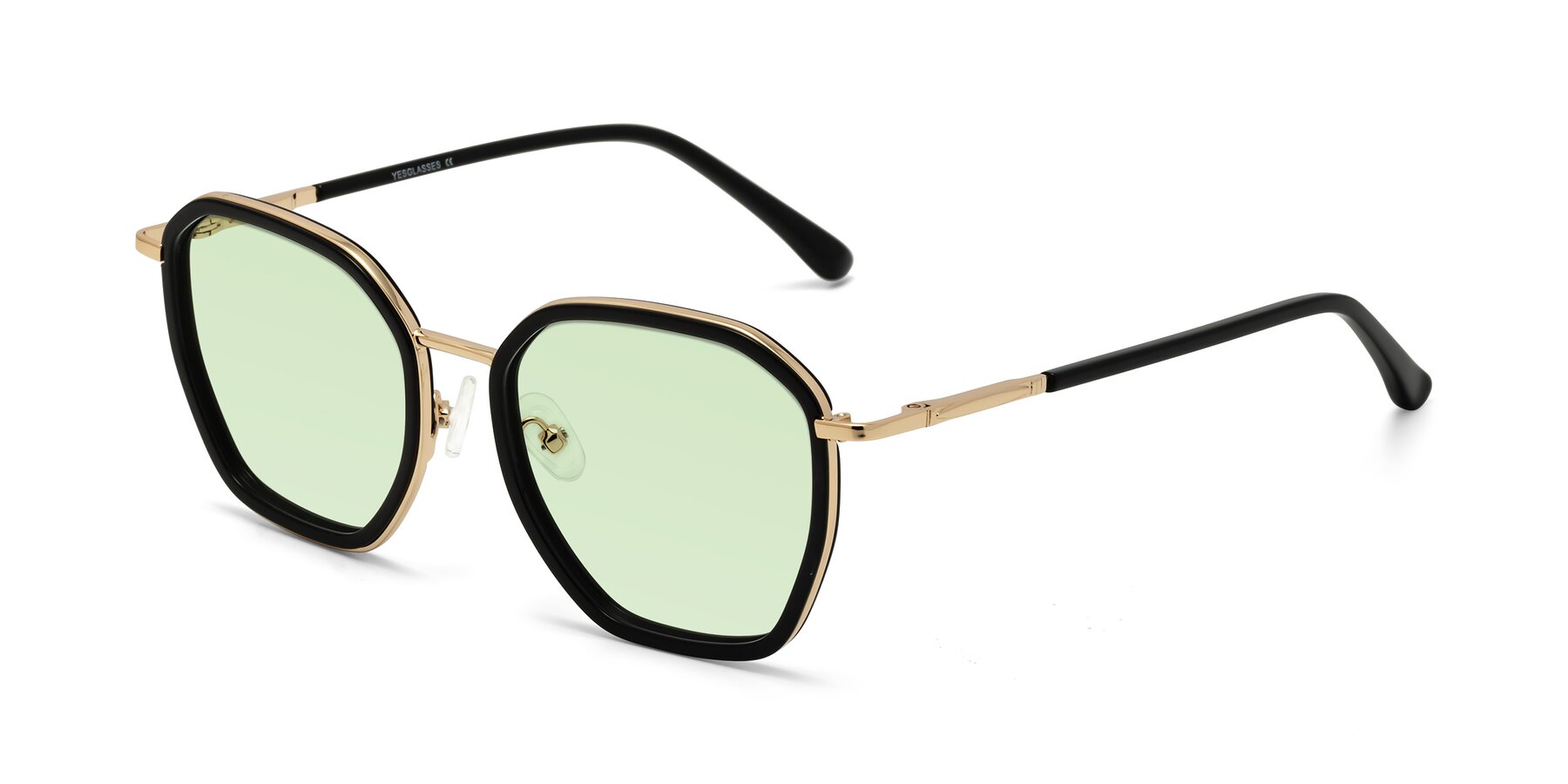 Angle of Fammily in Black-Gold with Light Green Tinted Lenses