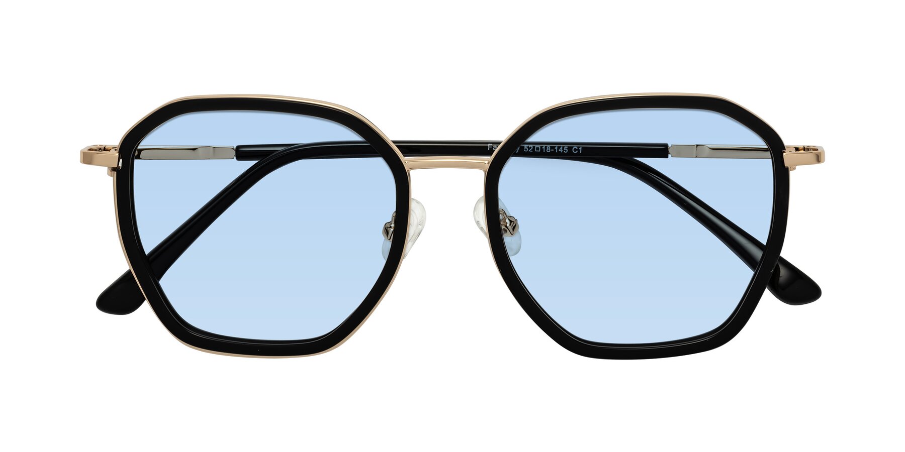 Folded Front of Fammily in Black-Gold with Light Blue Tinted Lenses