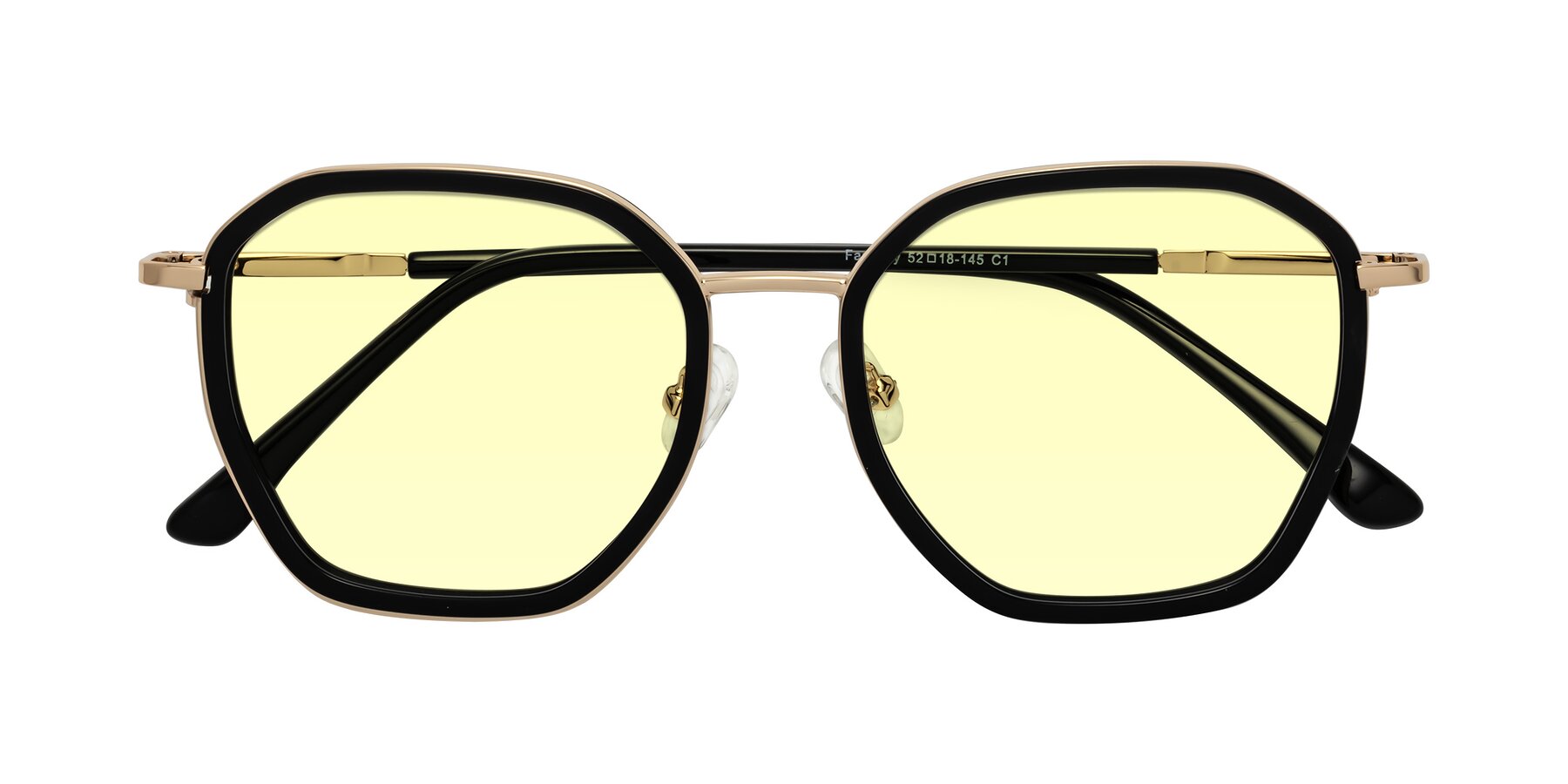 Folded Front of Fammily in Black-Gold with Light Yellow Tinted Lenses