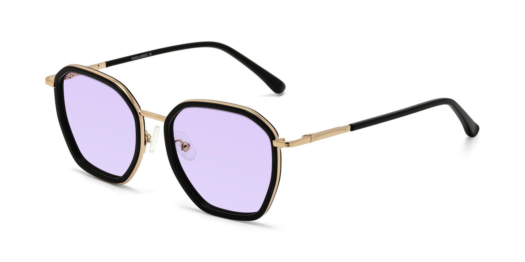 Angle of Fammily in Black-Gold with Light Purple Tinted Lenses