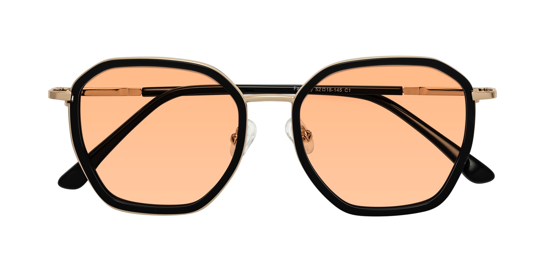 Folded Front of Fammily in Black-Gold with Light Orange Tinted Lenses