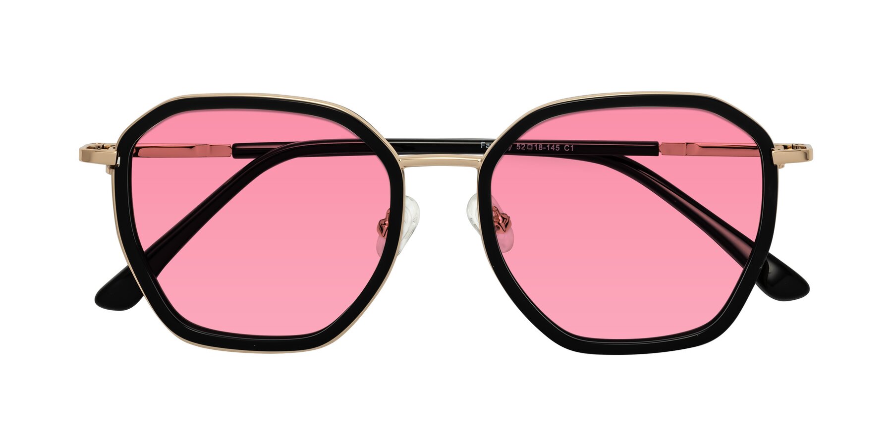 Folded Front of Fammily in Black-Gold with Pink Tinted Lenses