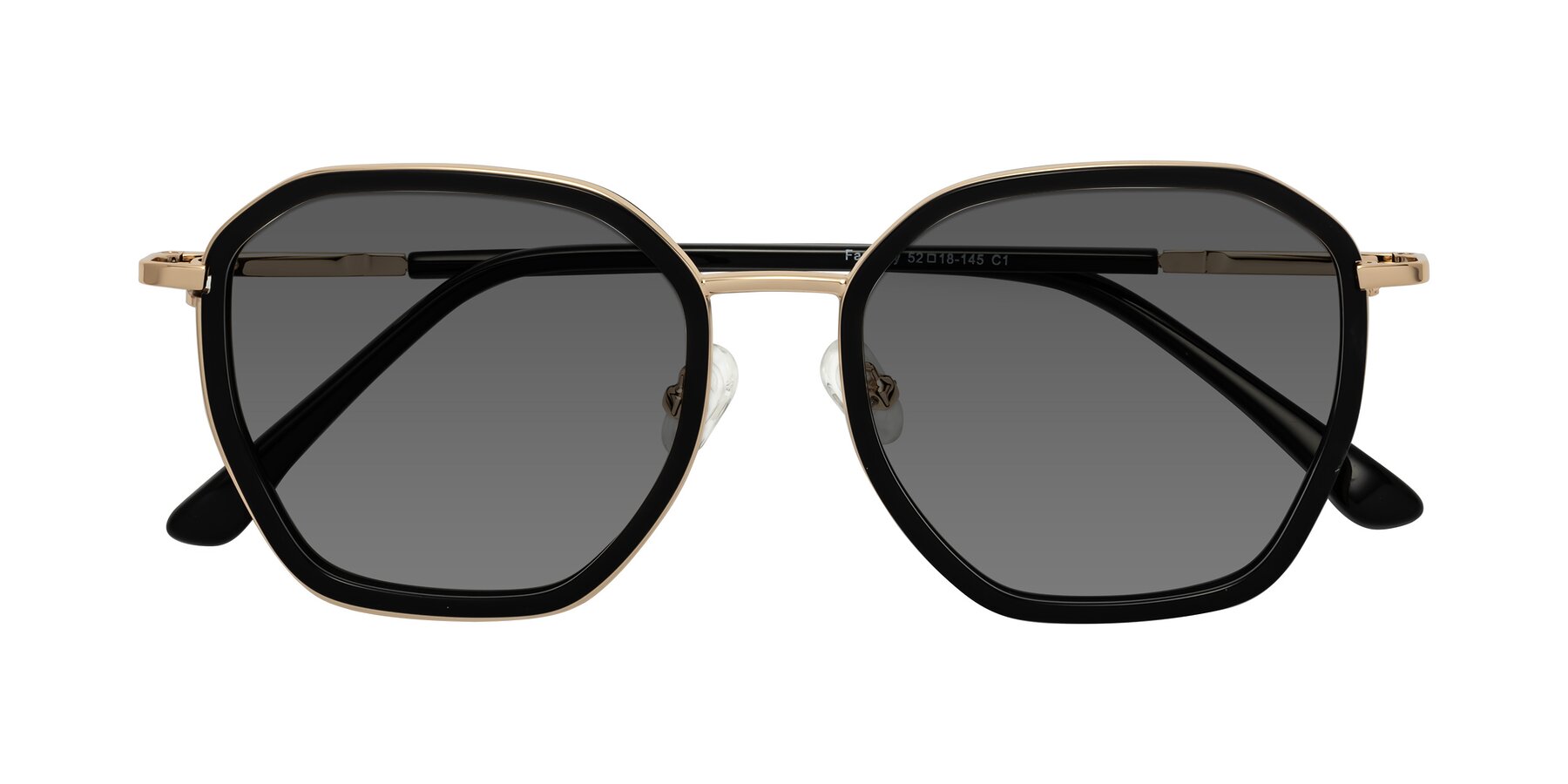 Folded Front of Fammily in Black-Gold with Medium Gray Tinted Lenses