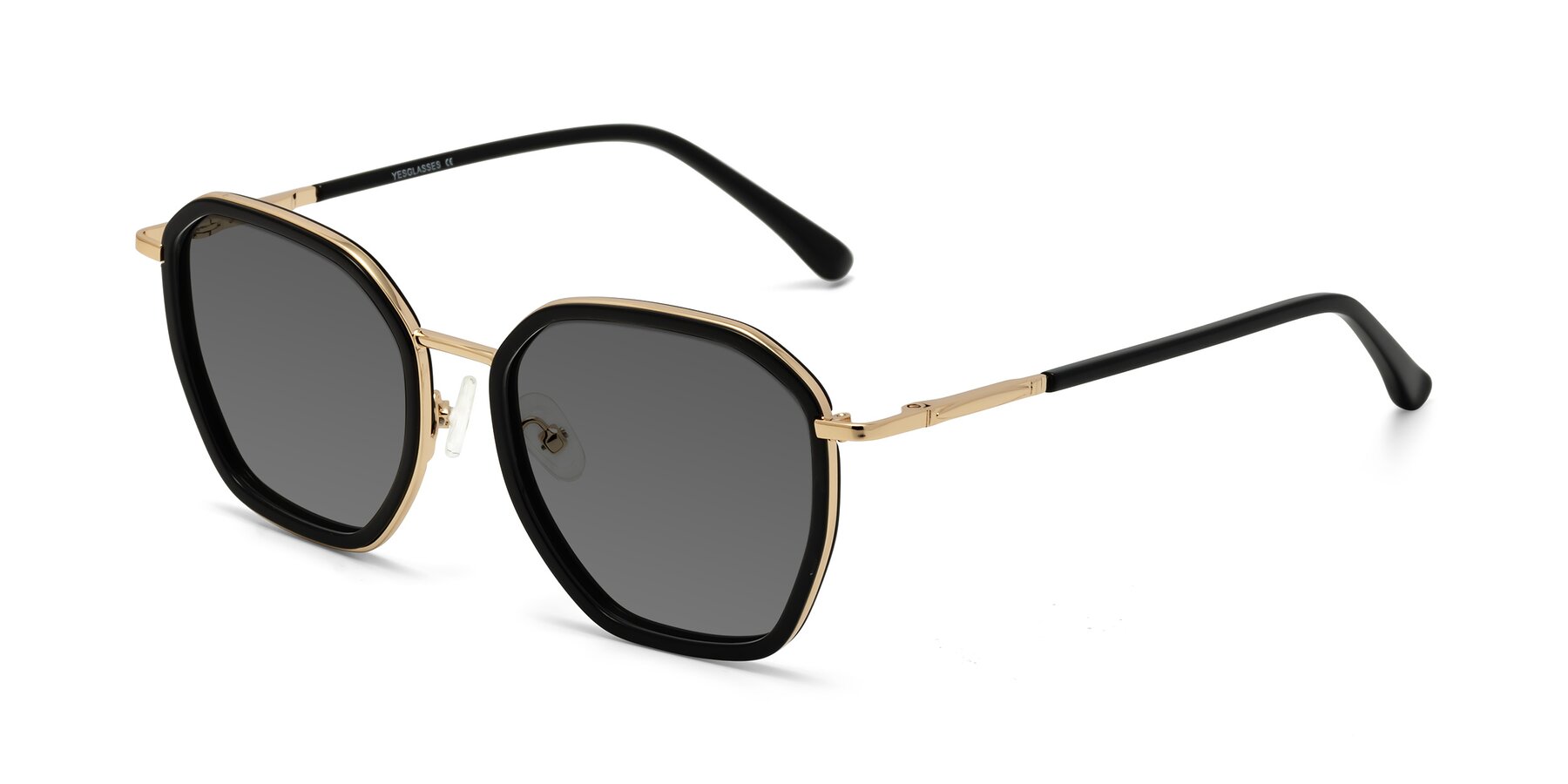 Angle of Fammily in Black-Gold with Medium Gray Tinted Lenses