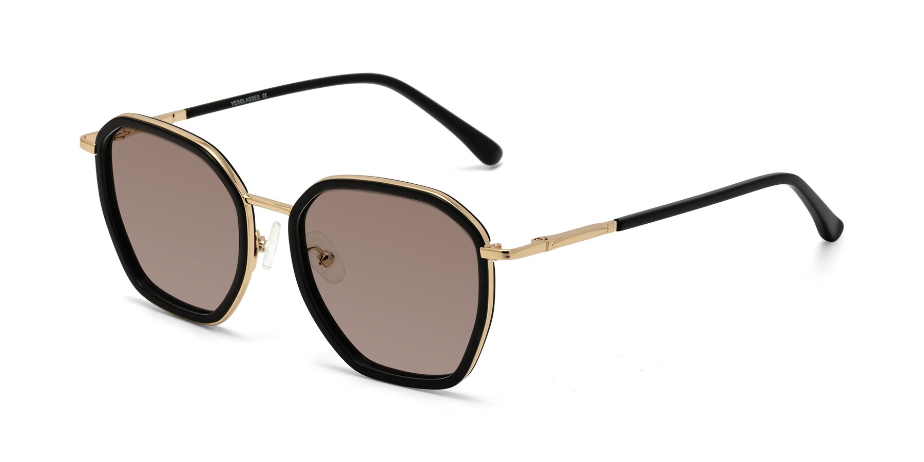 Angle of Fammily in Black-Gold with Medium Brown Tinted Lenses