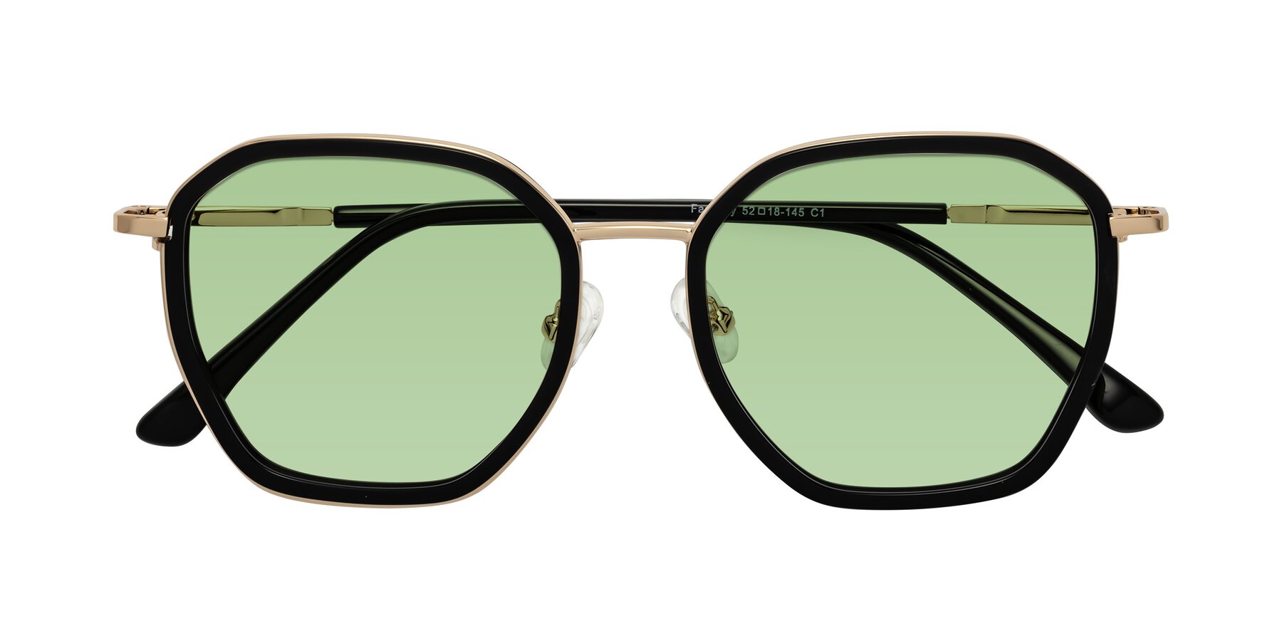 Folded Front of Fammily in Black-Gold with Medium Green Tinted Lenses