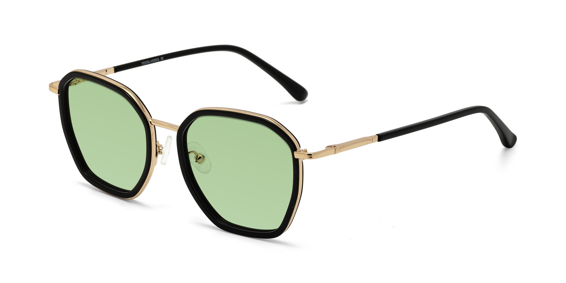 Angle of Fammily in Black-Gold with Medium Green Tinted Lenses