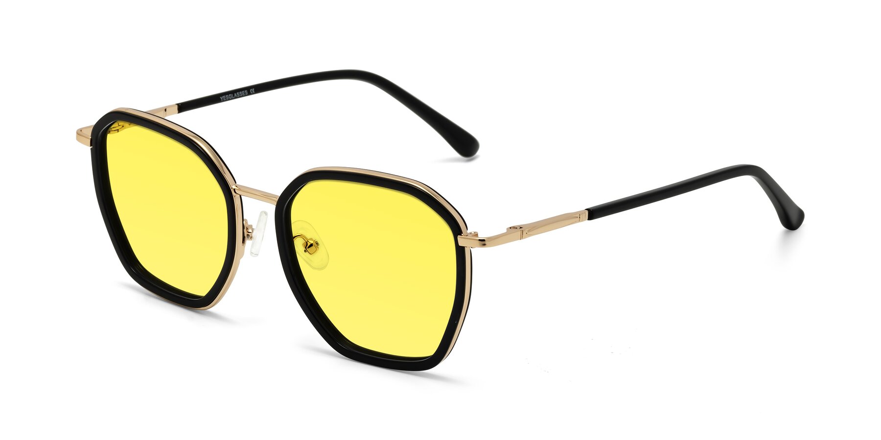 Angle of Fammily in Black-Gold with Medium Yellow Tinted Lenses