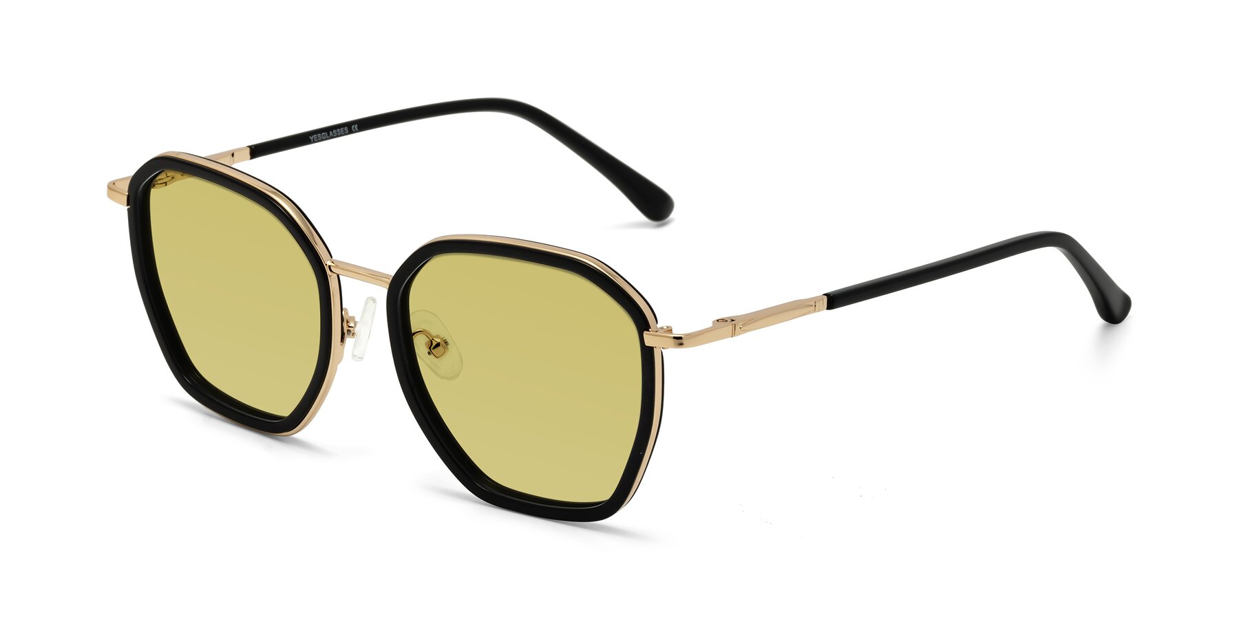 Angle of Fammily in Black-Gold with Medium Champagne Tinted Lenses