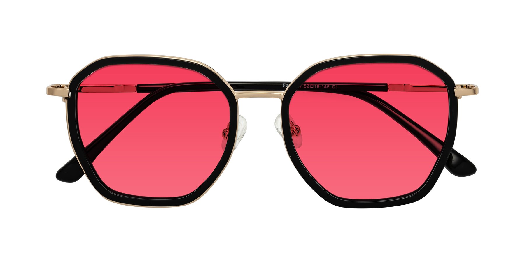 Folded Front of Fammily in Black-Gold with Red Tinted Lenses