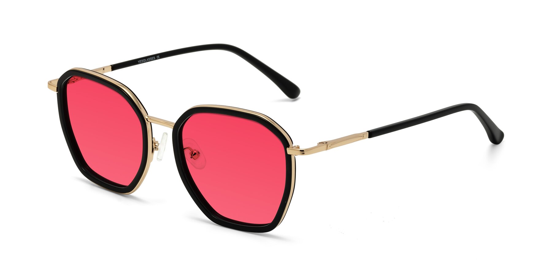 Angle of Fammily in Black-Gold with Red Tinted Lenses