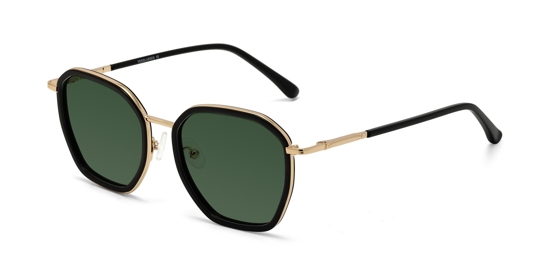 Angle of Fammily in Black-Gold with Green Tinted Lenses