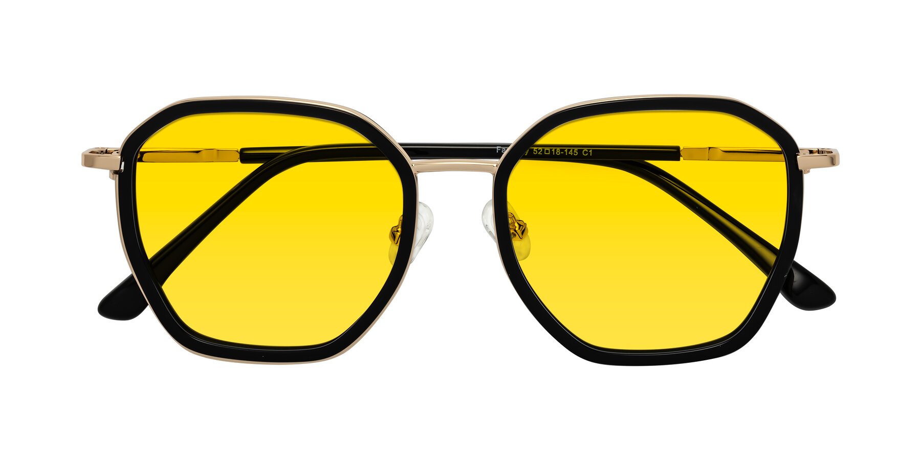 Folded Front of Fammily in Black-Gold with Yellow Tinted Lenses