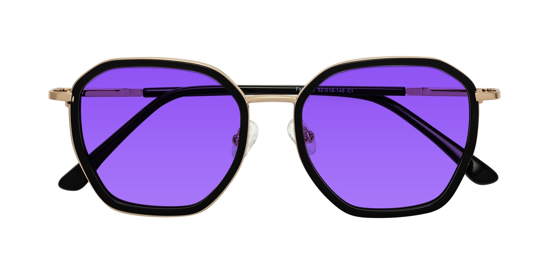 Folded Front of Fammily in Black-Gold with Purple Tinted Lenses