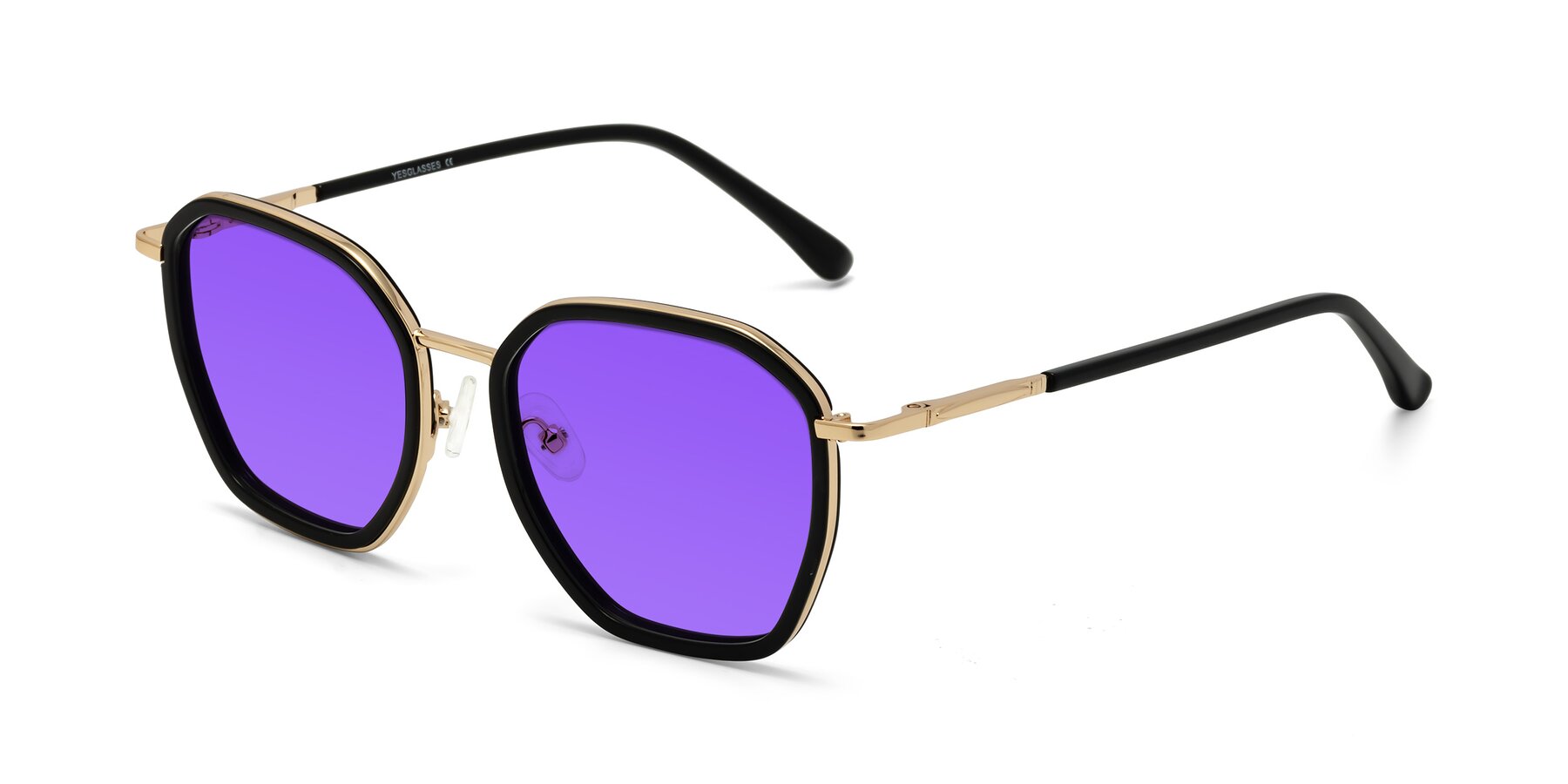 Angle of Fammily in Black-Gold with Purple Tinted Lenses