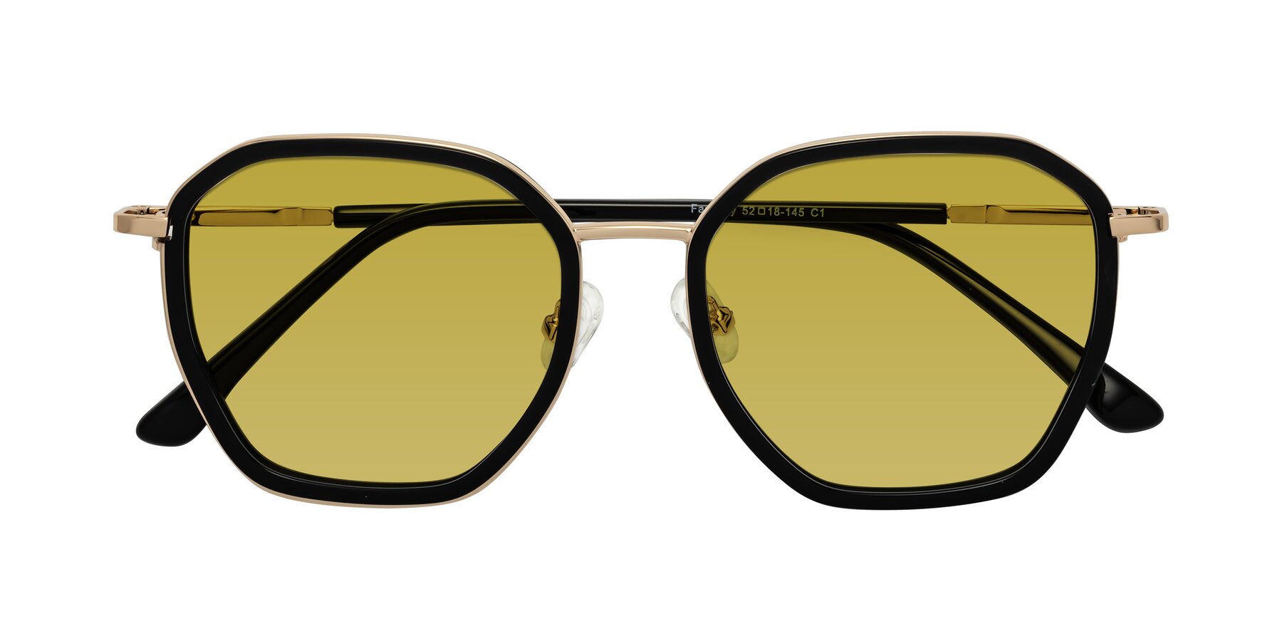 Folded Front of Fammily in Black-Gold with Champagne Tinted Lenses