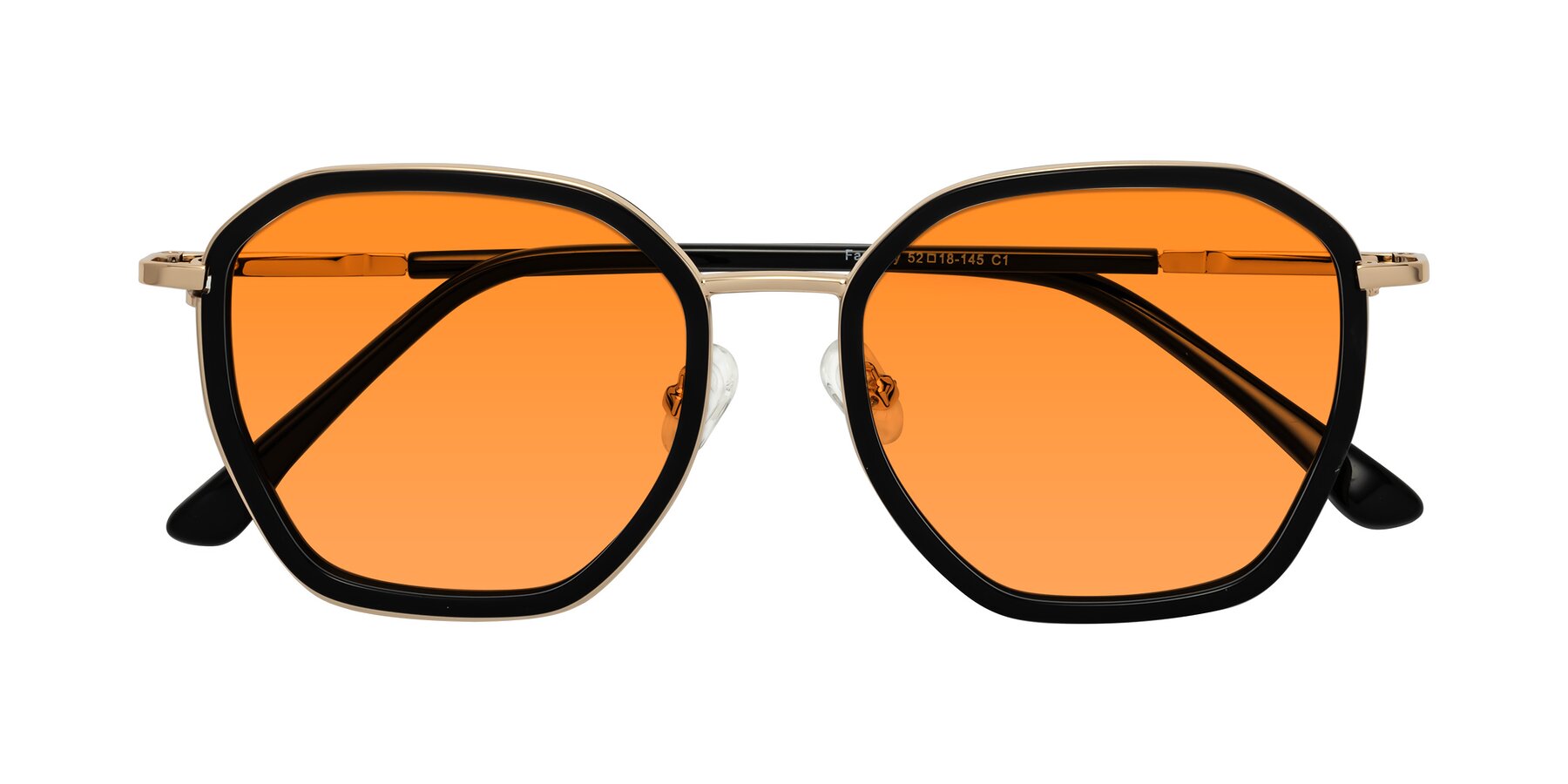 Folded Front of Fammily in Black-Gold with Orange Tinted Lenses