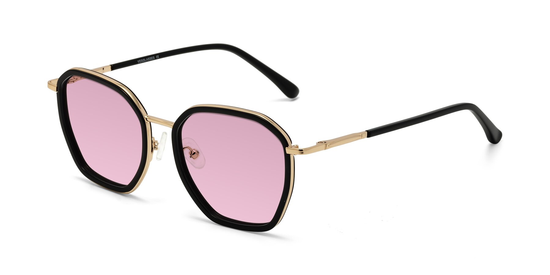 Angle of Fammily in Black-Gold with Light Wine Tinted Lenses