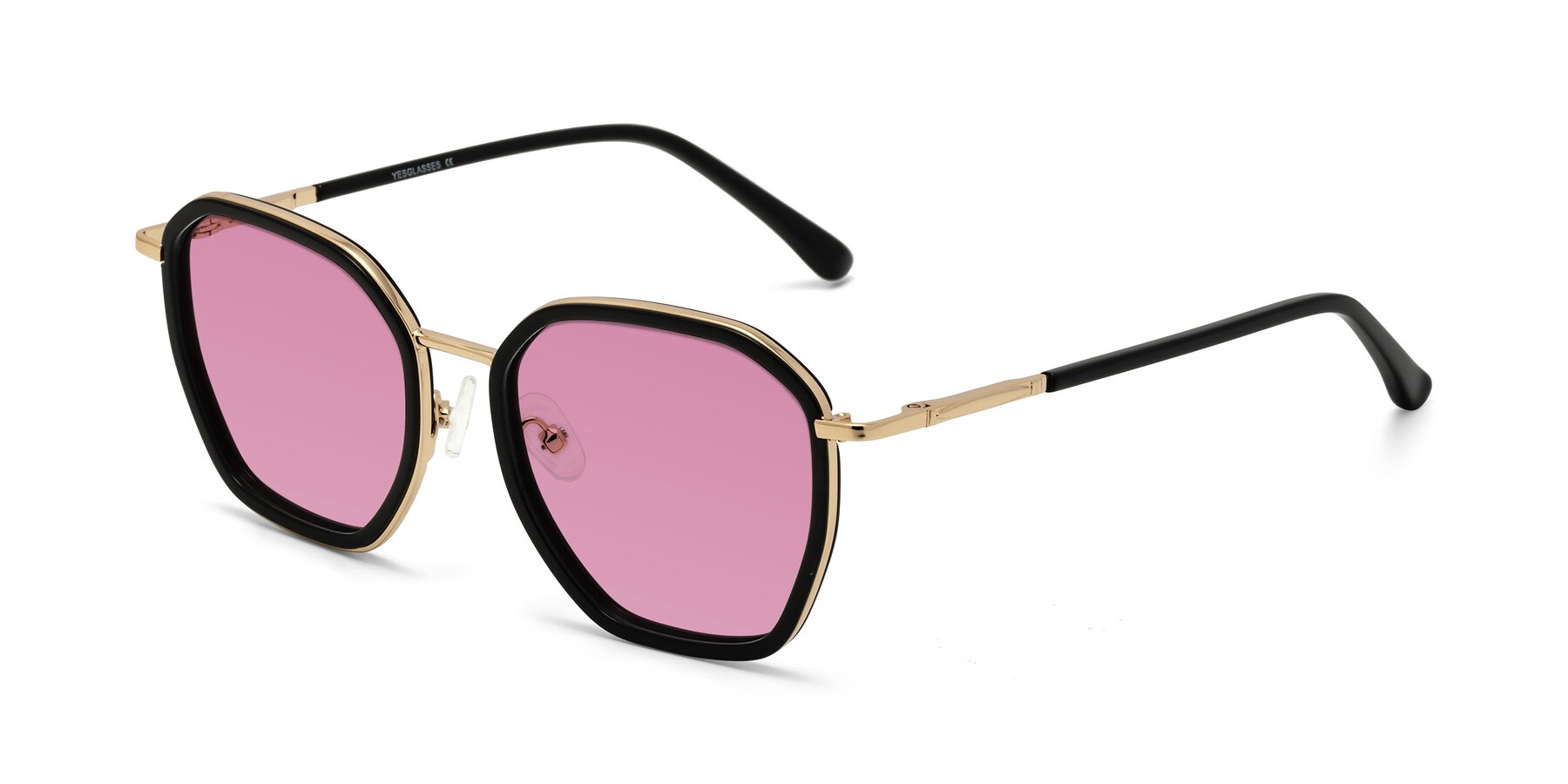 Angle of Fammily in Black-Gold with Medium Wine Tinted Lenses