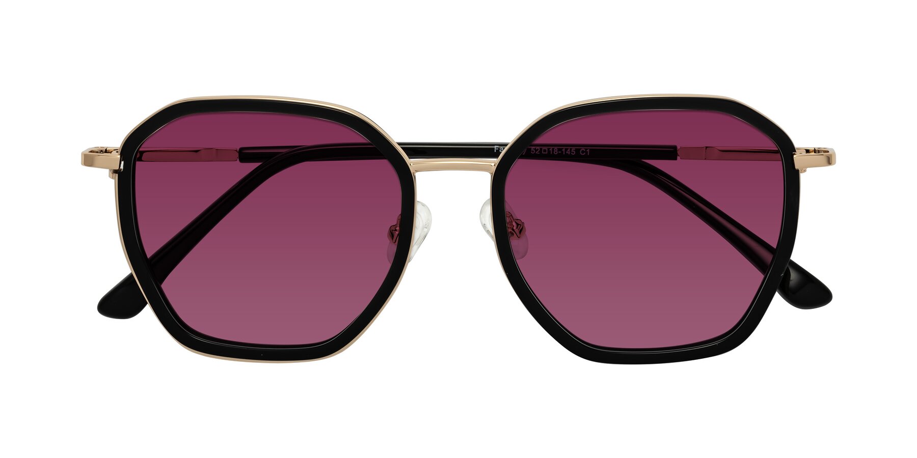 Folded Front of Fammily in Black-Gold with Wine Tinted Lenses