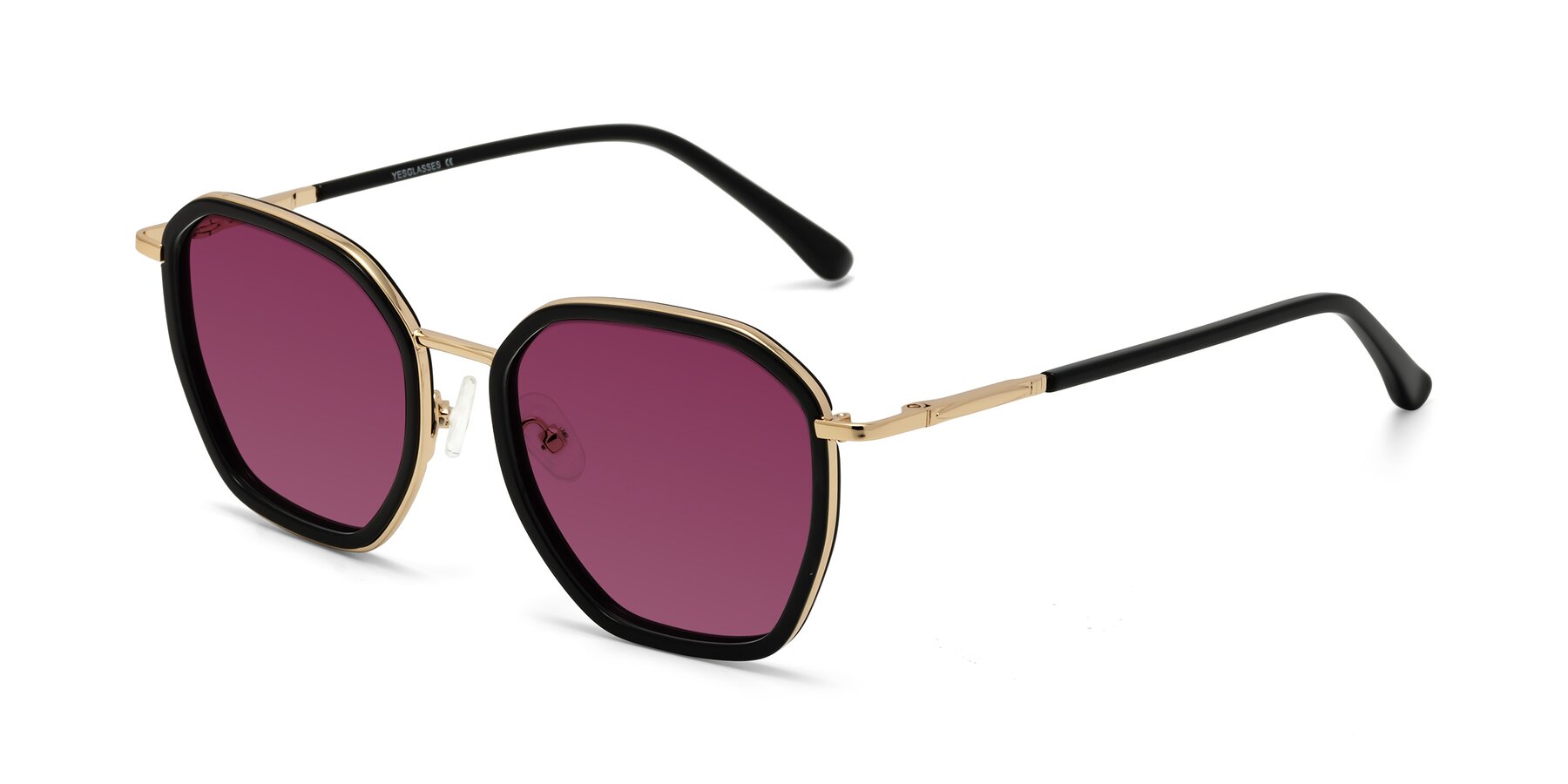 Angle of Fammily in Black-Gold with Wine Tinted Lenses