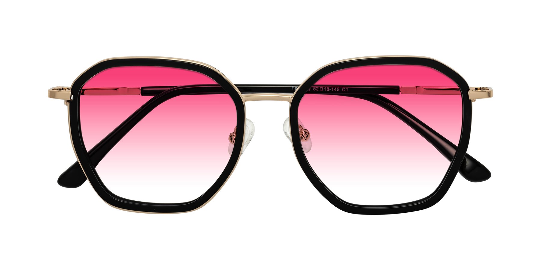 Folded Front of Fammily in Black-Gold with Pink Gradient Lenses