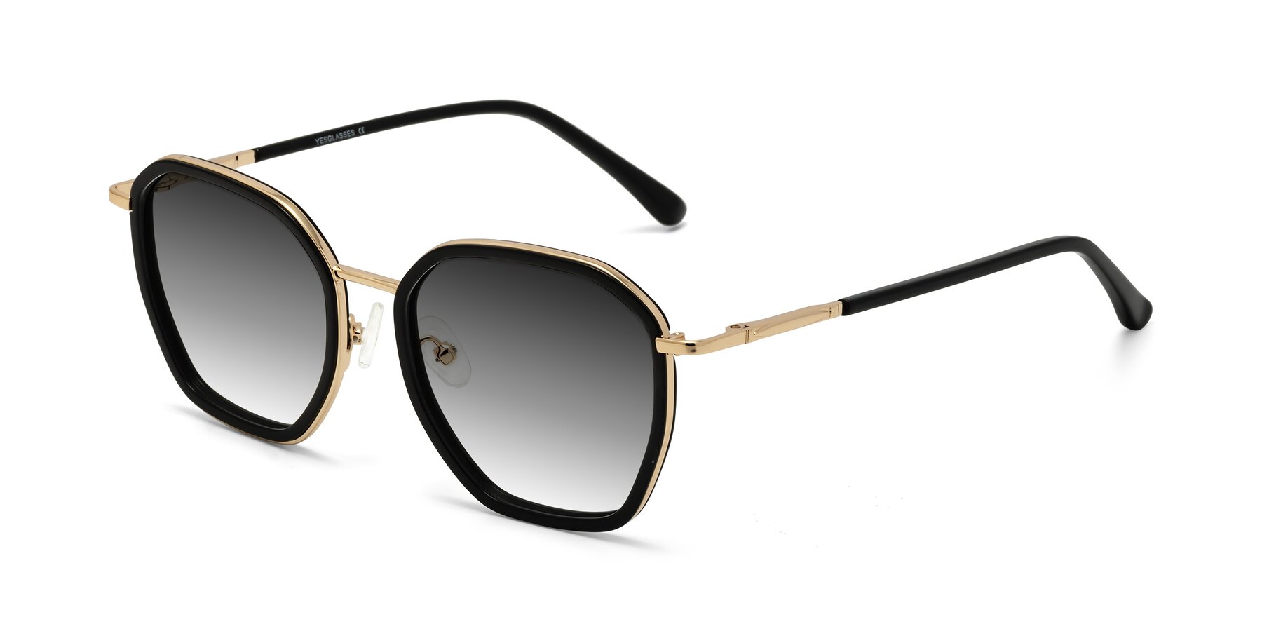 Angle of Fammily in Black-Gold with Gray Gradient Lenses