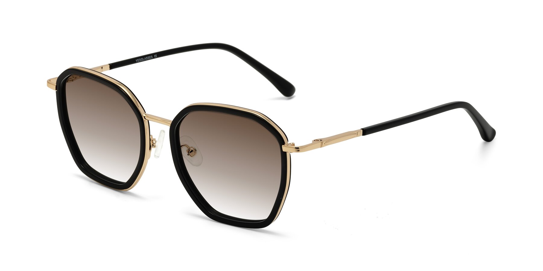 Angle of Fammily in Black-Gold with Brown Gradient Lenses