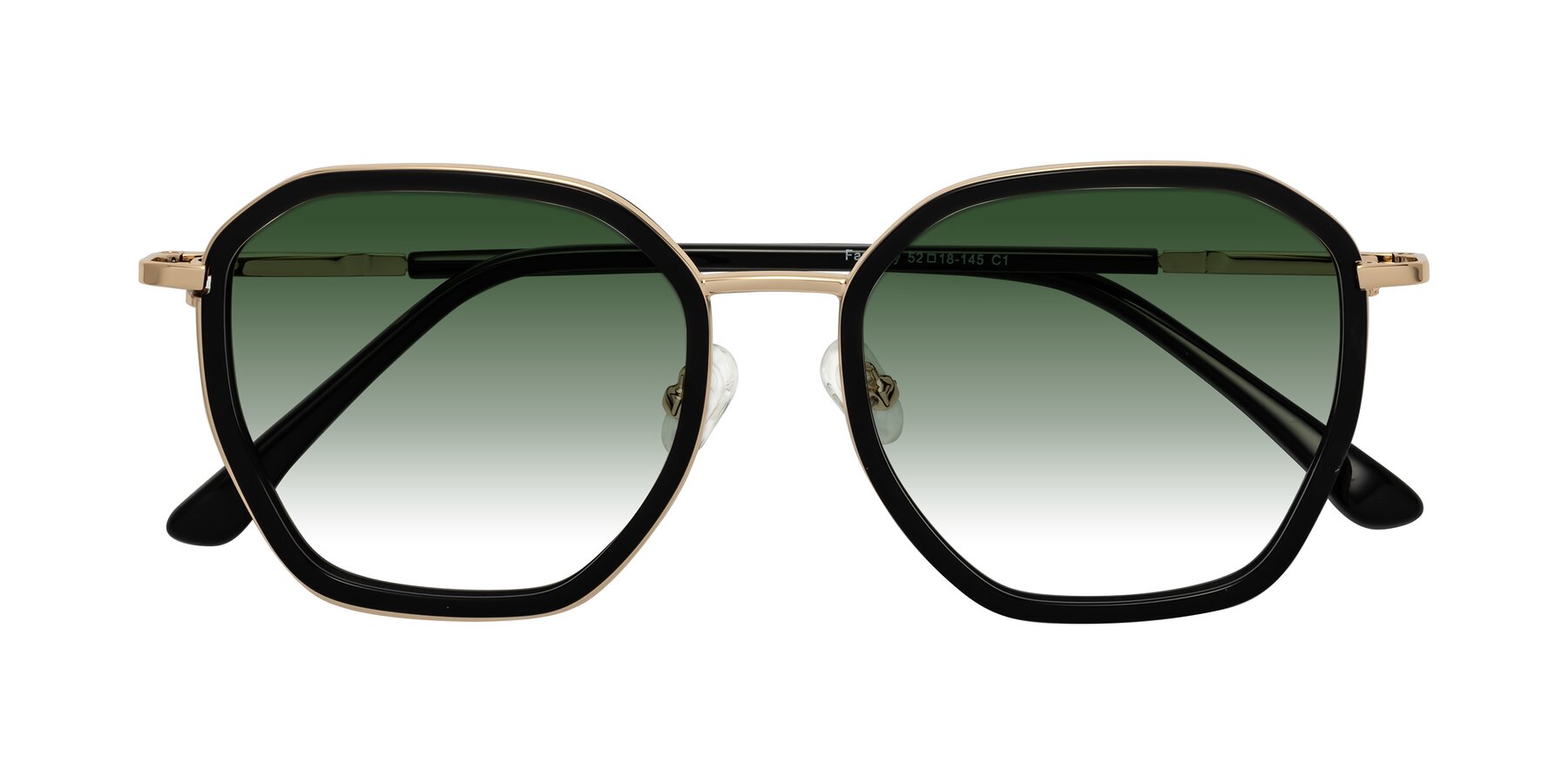 Folded Front of Fammily in Black-Gold with Green Gradient Lenses