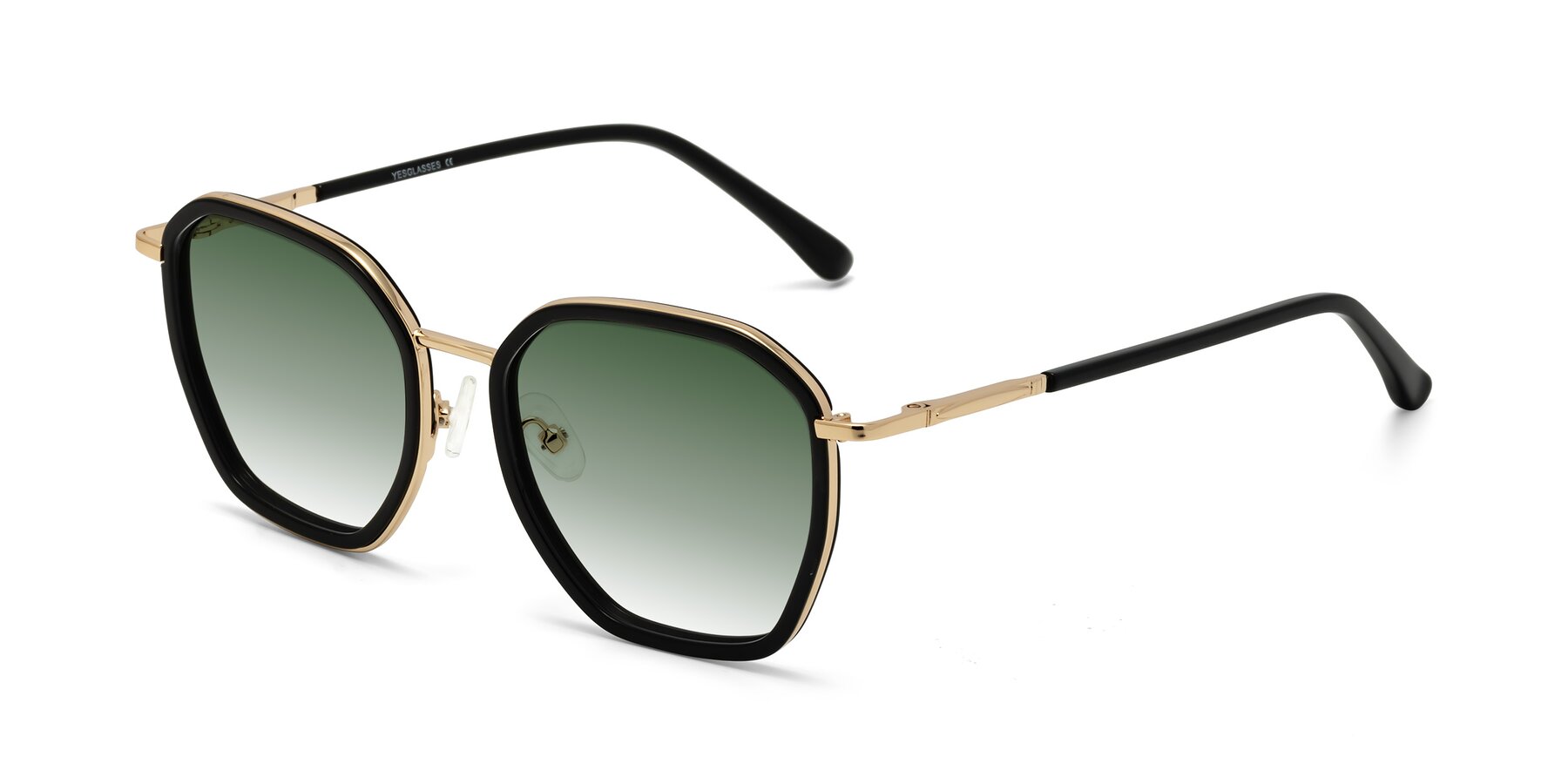 Angle of Fammily in Black-Gold with Green Gradient Lenses