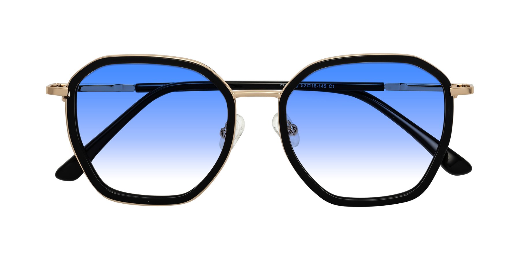 Folded Front of Fammily in Black-Gold with Blue Gradient Lenses