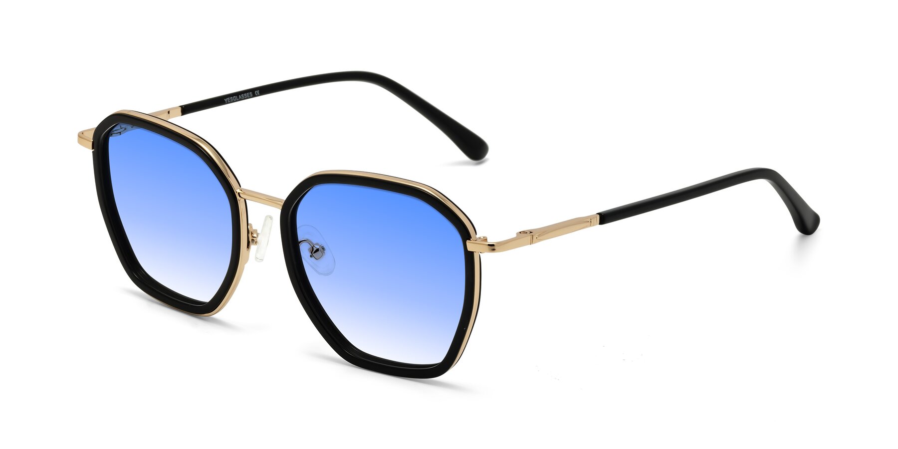 Angle of Fammily in Black-Gold with Blue Gradient Lenses