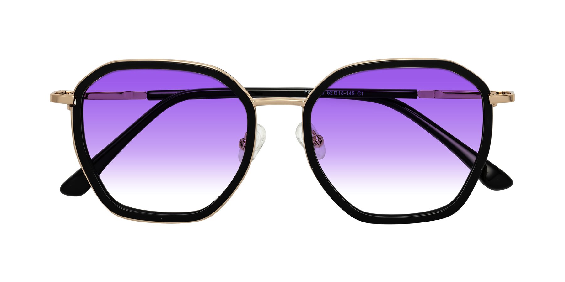 Folded Front of Fammily in Black-Gold with Purple Gradient Lenses