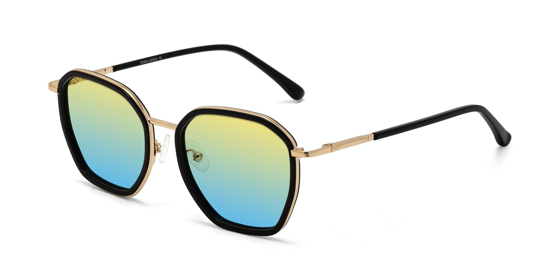 Angle of Fammily in Black-Gold with Yellow / Blue Gradient Lenses