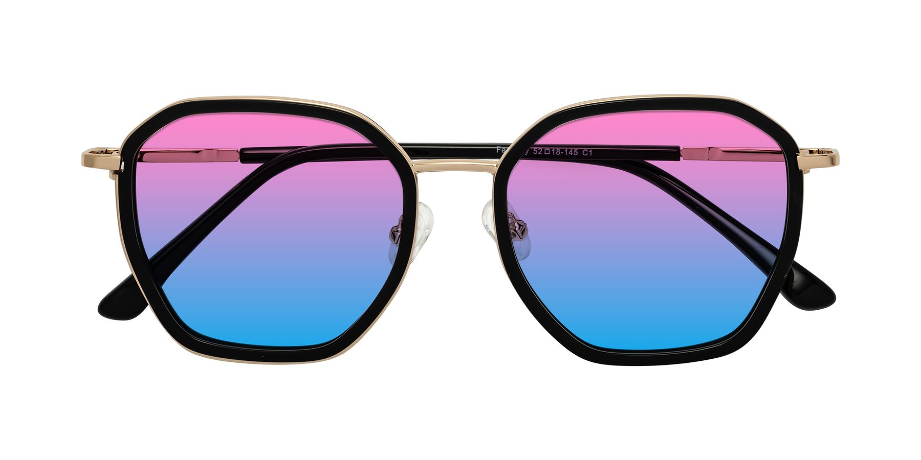 Folded Front of Fammily in Black-Gold with Pink / Blue Gradient Lenses