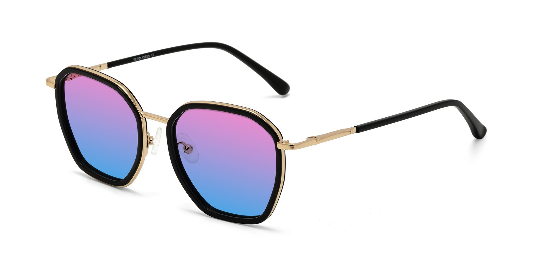 Angle of Fammily in Black-Gold with Pink / Blue Gradient Lenses