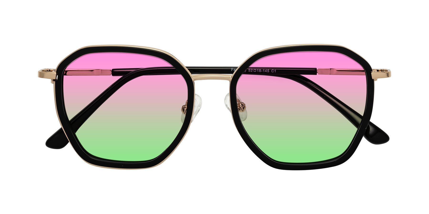 Folded Front of Fammily in Black-Gold with Pink / Green Gradient Lenses