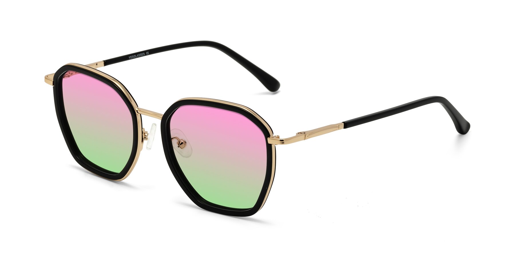 Angle of Fammily in Black-Gold with Pink / Green Gradient Lenses