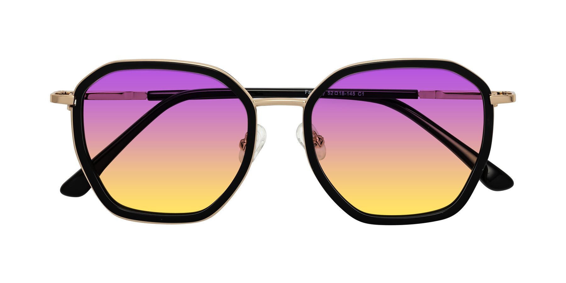 Folded Front of Fammily in Black-Gold with Purple / Yellow Gradient Lenses