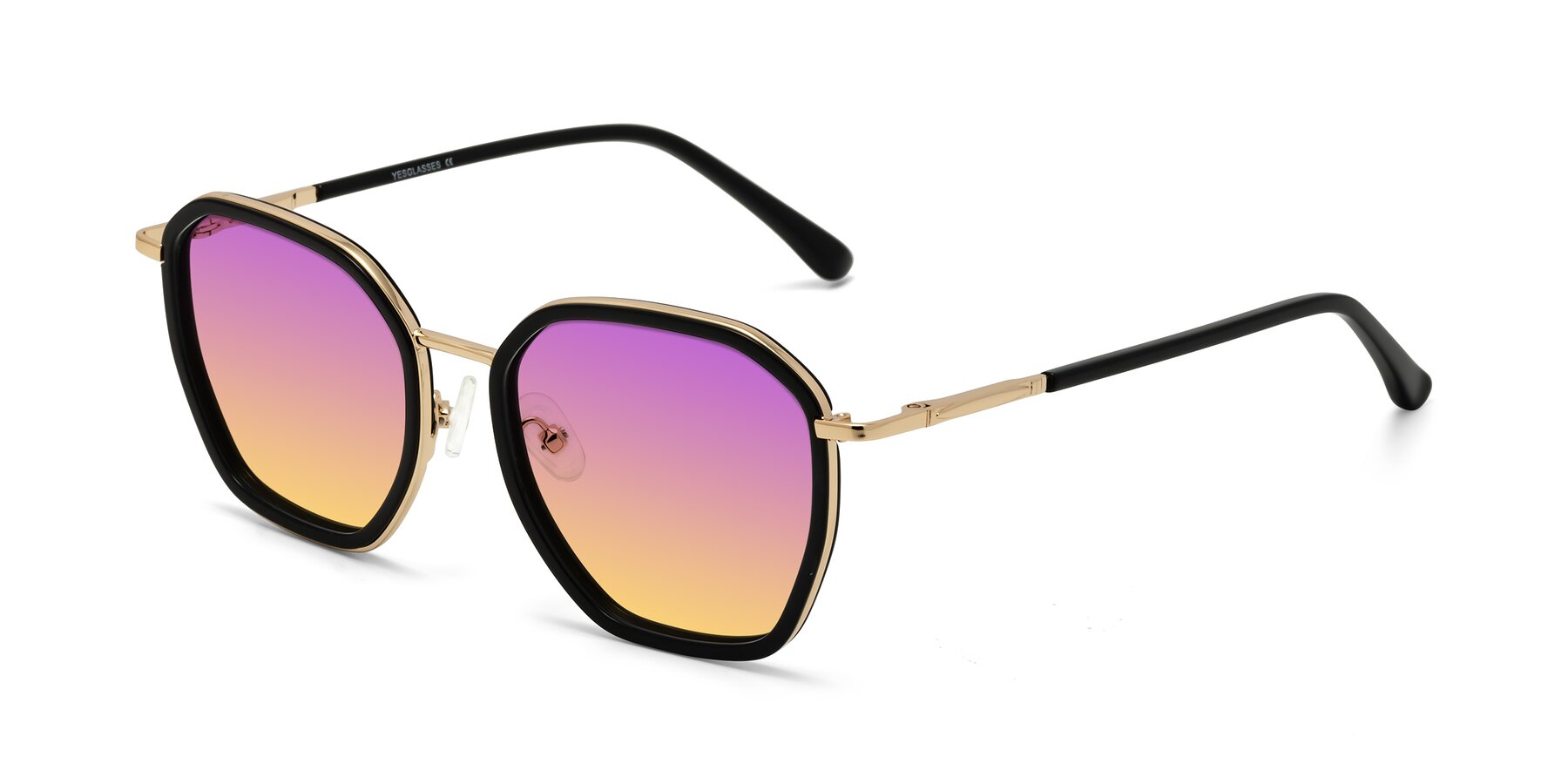 Angle of Fammily in Black-Gold with Purple / Yellow Gradient Lenses