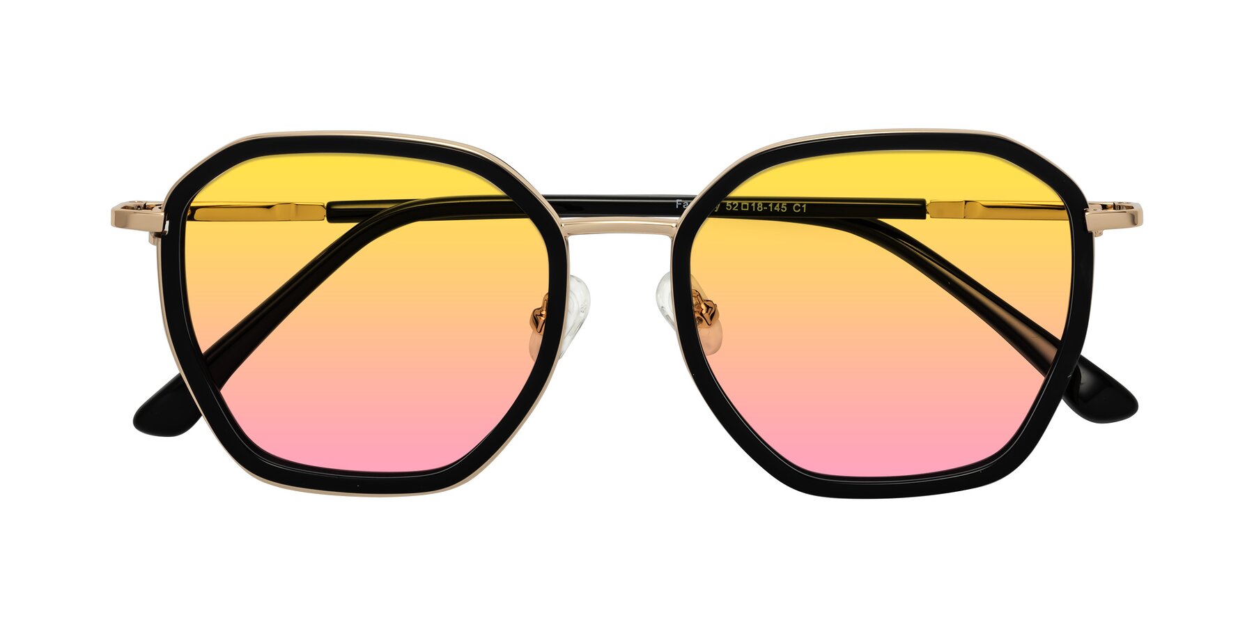 Folded Front of Fammily in Black-Gold with Yellow / Pink Gradient Lenses