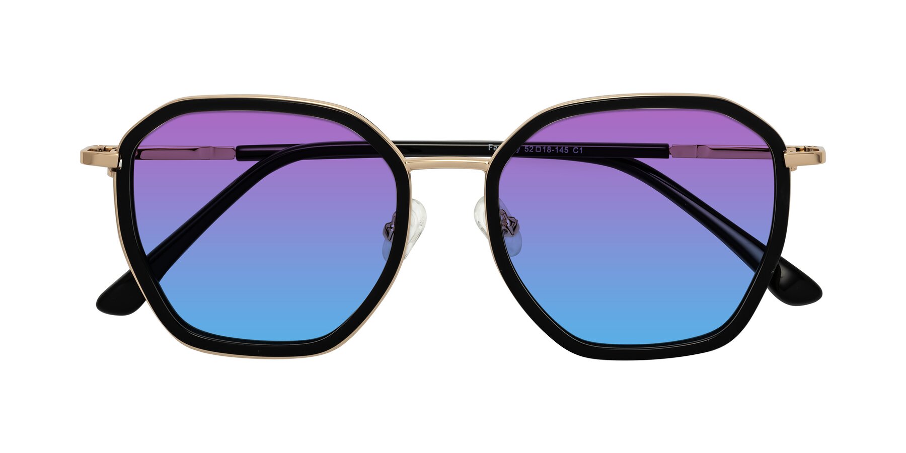 Folded Front of Fammily in Black-Gold with Purple / Blue Gradient Lenses